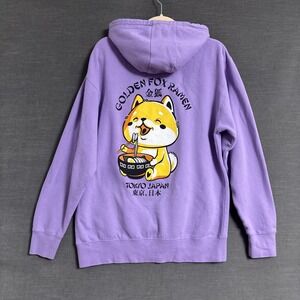 SCW Hoodie Medium Purple Cotton Golden Fox Ramen Tokyo Japan Graphic Pullover